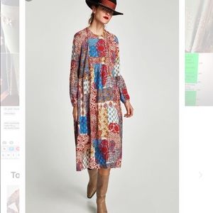 Zara long sleeve boho paisley dress